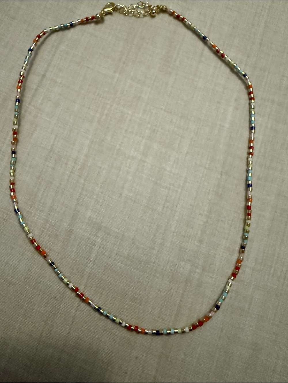 Adina Eden Multicolor Seed Bead Necklace with Gold Accents